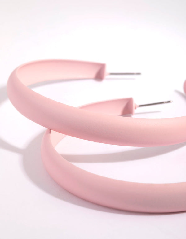 Matte Pink Hoop Earrings