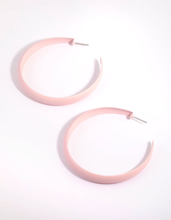 Matte Pink Hoop Earrings