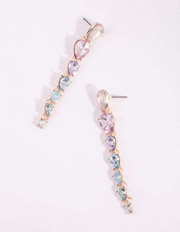 Rose Gold Multicoloured Teardrop Earrings