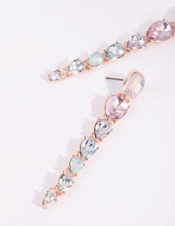 Rose Gold Multicoloured Teardrop Earrings