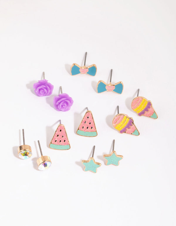 Kids Rainbow Ice Cream Stud Earring Pack