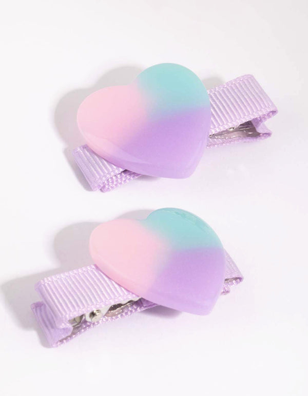 Kids Ombre Heart Clip Set