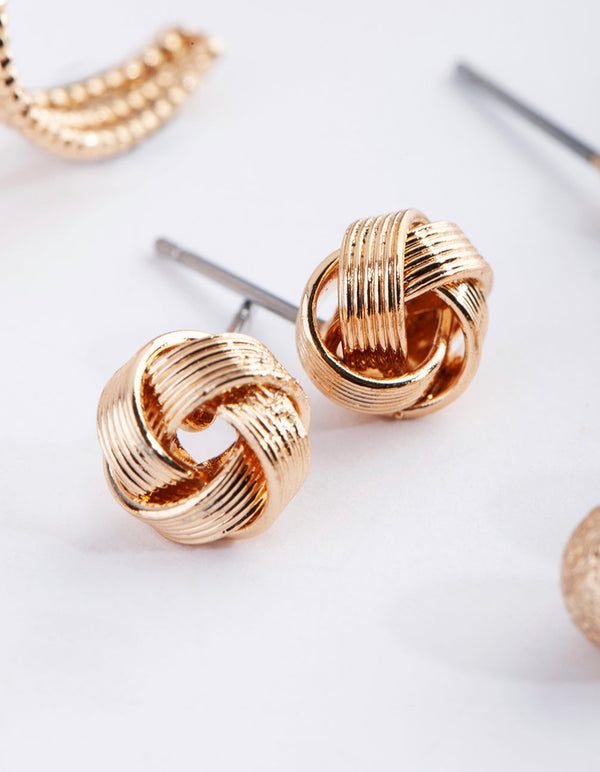 Gold Classic Stud and Huggie Earring Pack