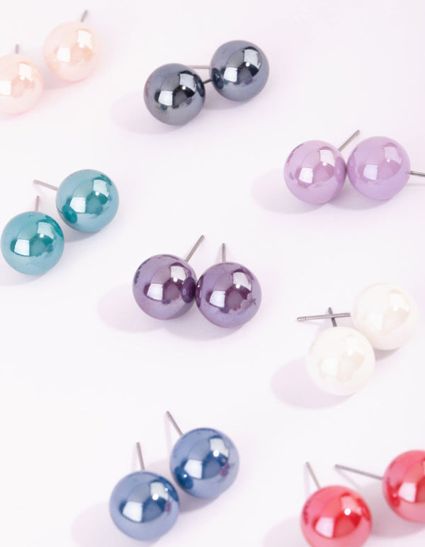 Matte Multicoloured Ball Stud Earring Pack