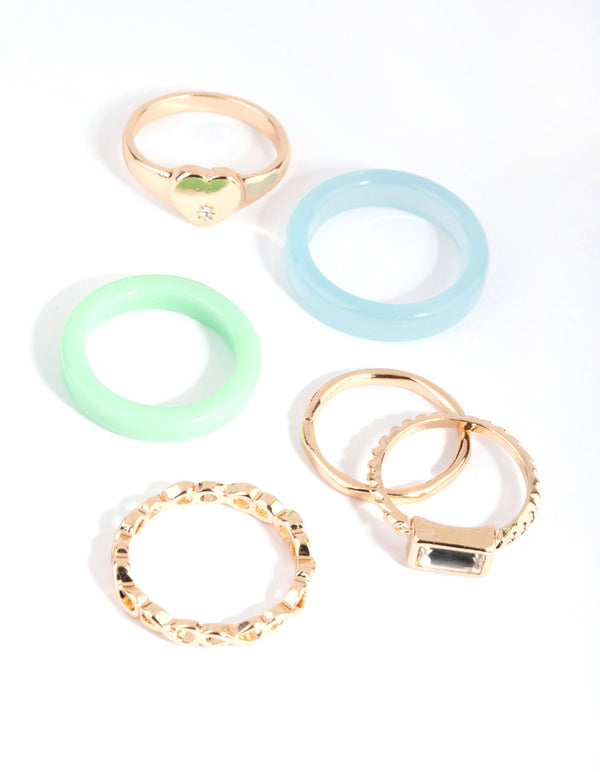 Pastel Heart and Infinity Acrylic Ring Pack