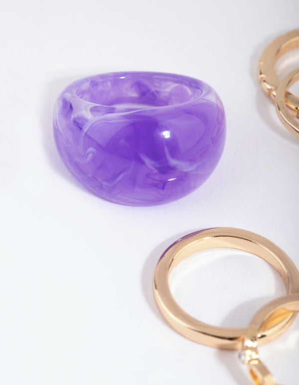 Purple Statement Dome Acrylic Ring Pack