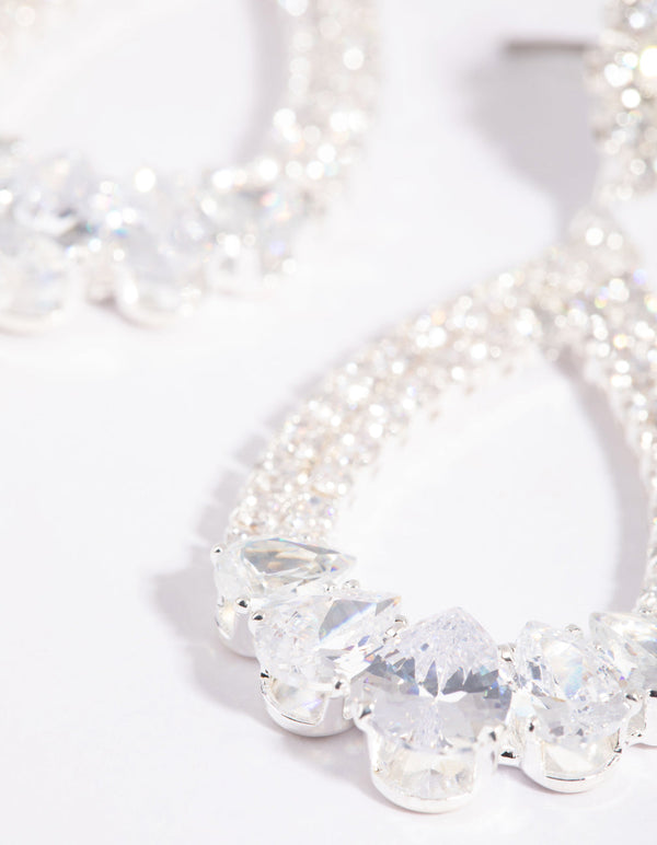 Silver Cubic Zirconia Pear Drop Earrings