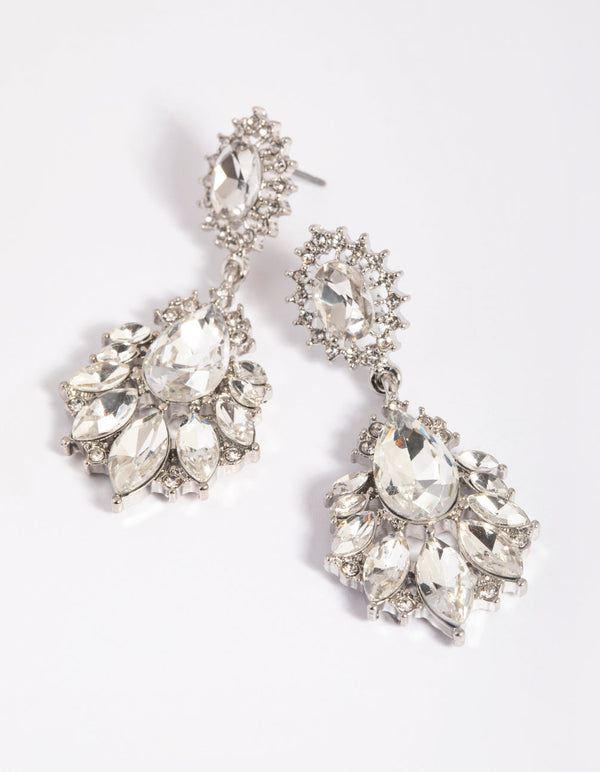 Rhodium Chandelier Drop Earrings