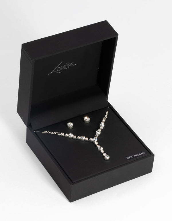 Silver Cubic Zirconia Necklace and Earring Set