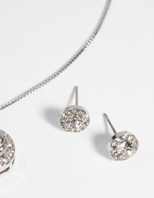 Silver Diamante Necklace and Earring Set