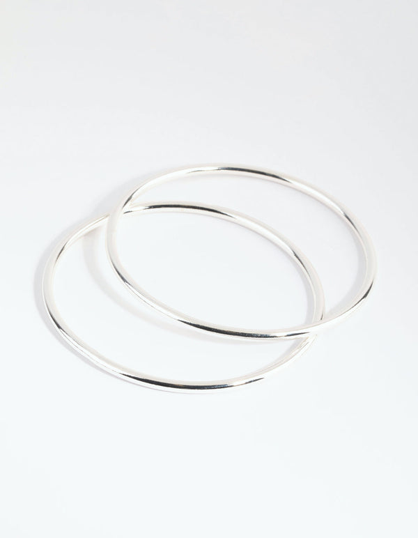 Silver Clean Round Bangle Pack