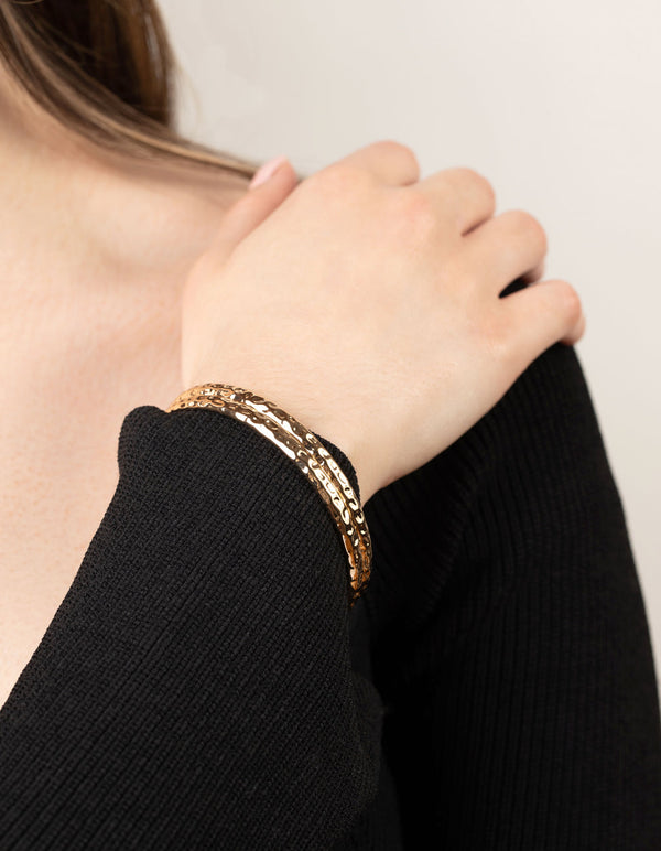 Gold Hammered Bangle Pack