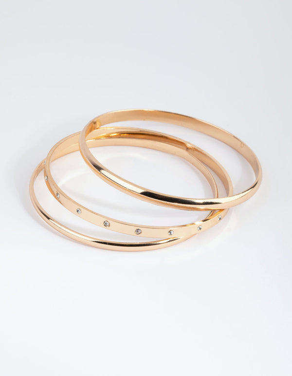 Gold Diamante Inlay Bangle Pack