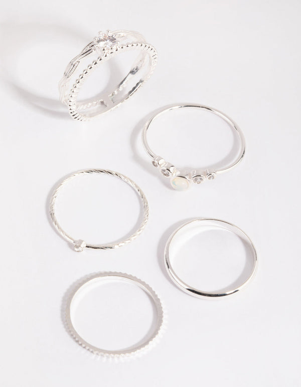 Silver Mermaid Diamante Ring Pack
