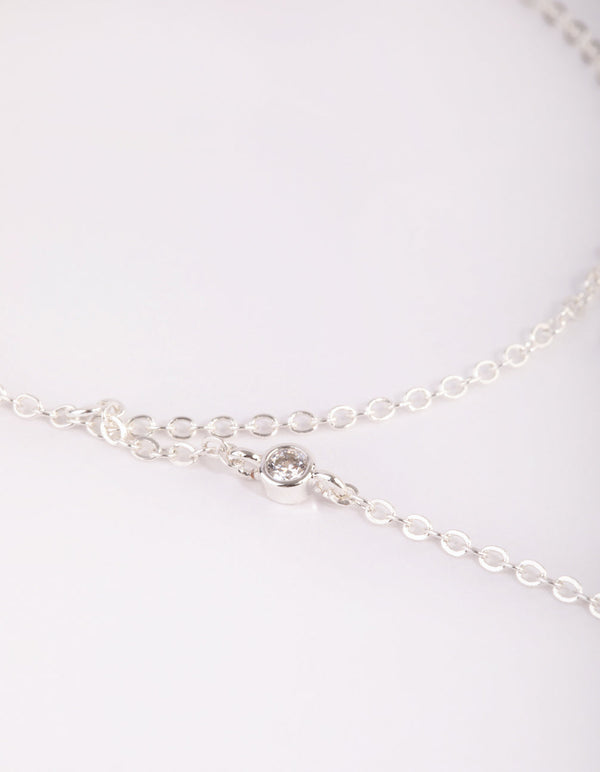 Silver Dainty Cubic Zirconia Hand Chain