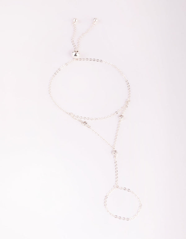 Silver Dainty Cubic Zirconia Hand Chain