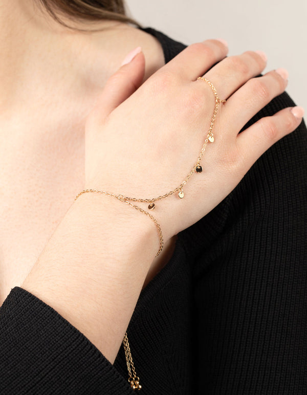 Gold Dainty Disc Hand Chain