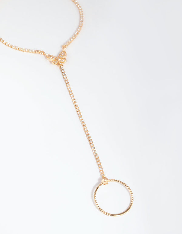 Gold Cubic Zirconia Butterfly Hand Chain