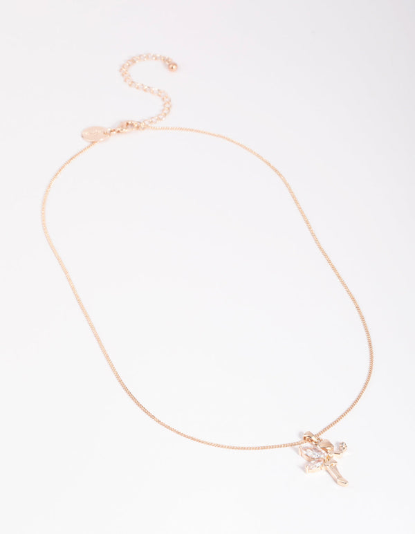 Rose Gold Cubic Zirconia Fairy Necklace