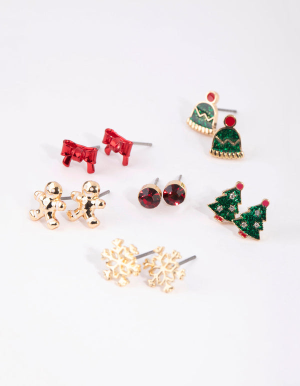 Kids Festive Hat and Bow Stud Earring Pack