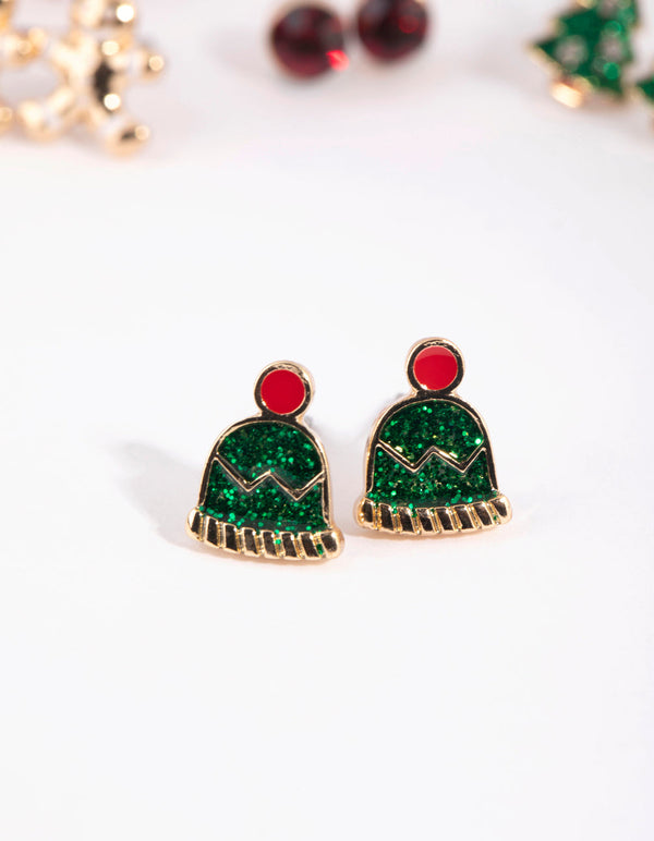 Kids Festive Hat and Bow Stud Earring Pack