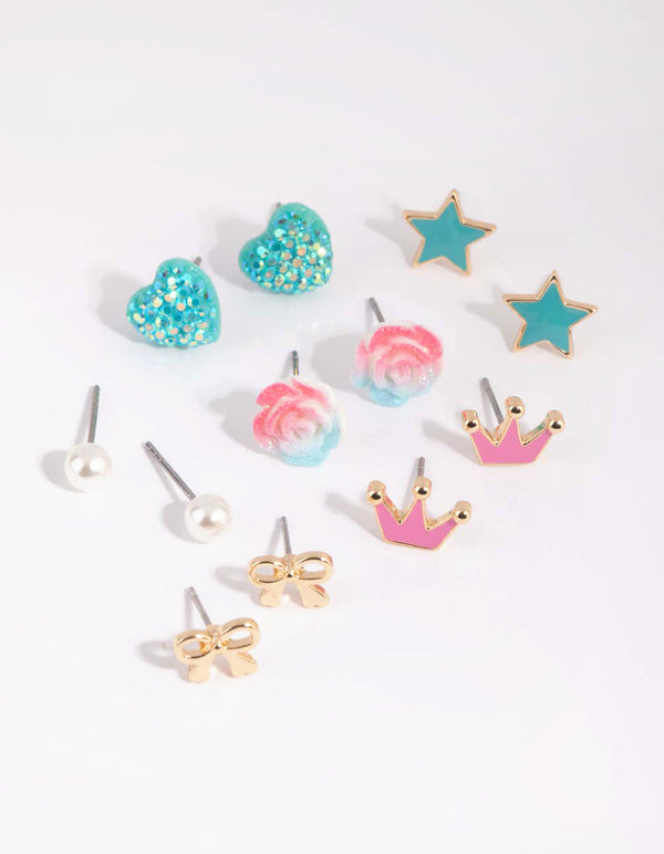 Kids Bow and Crown Stud Earring Pack