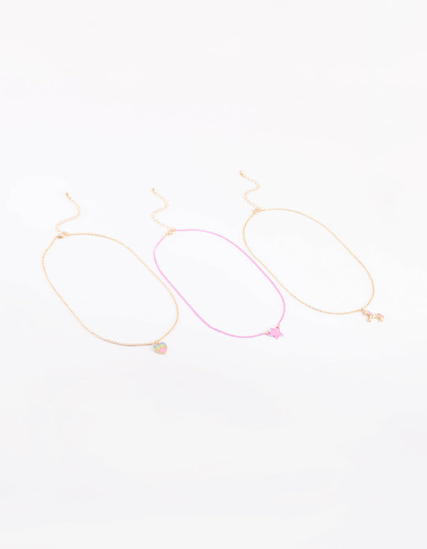 Kids Unicorn and Rainbow Necklace Pack