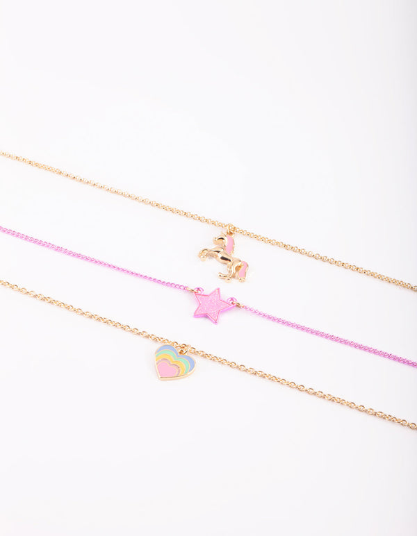 Kids Unicorn and Rainbow Necklace Pack