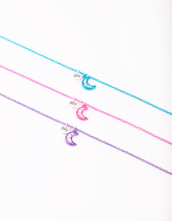 Kids Glitter Moon Best Friend Necklace Set