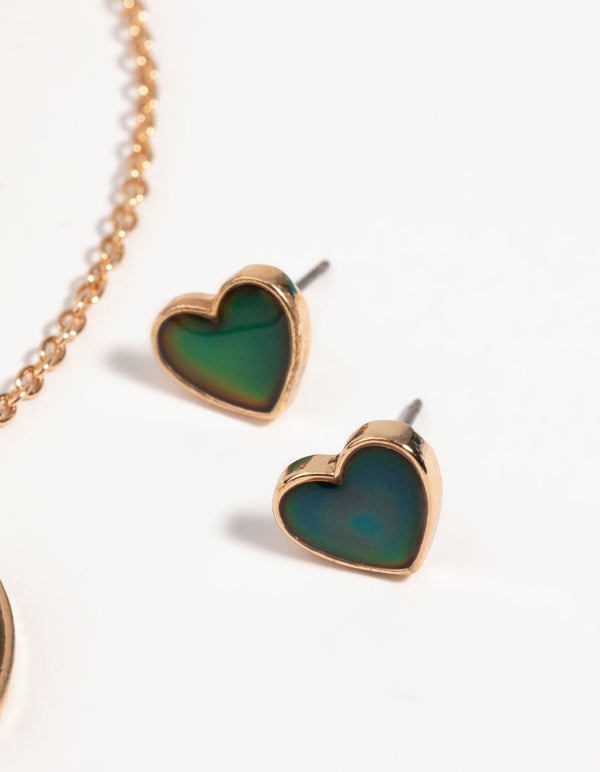 Kids Mood Heart Necklace and Earrings Set