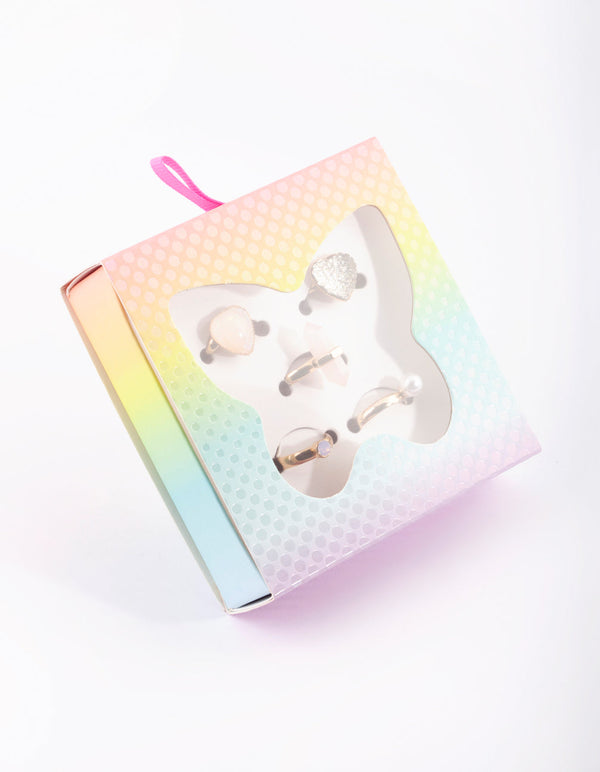 Kids Pink Stone Ring Pack