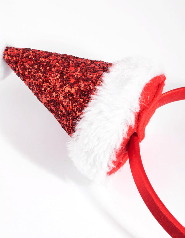 Kids Festive Glitter Santa Hat Headband