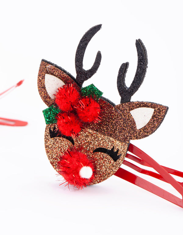 Kids Festive Reindeer Snap Clips