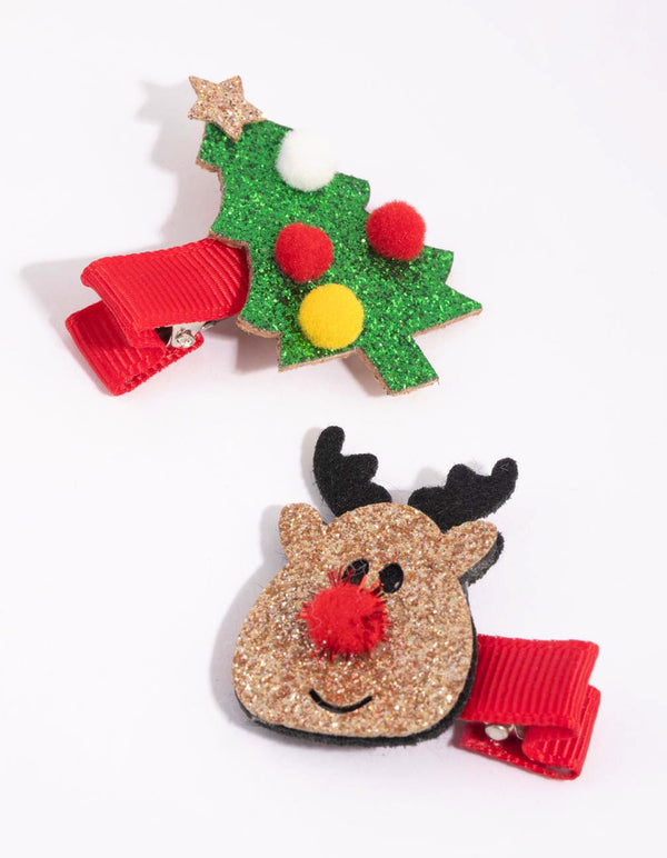 Kids Festive Reindeer and Tree Clips