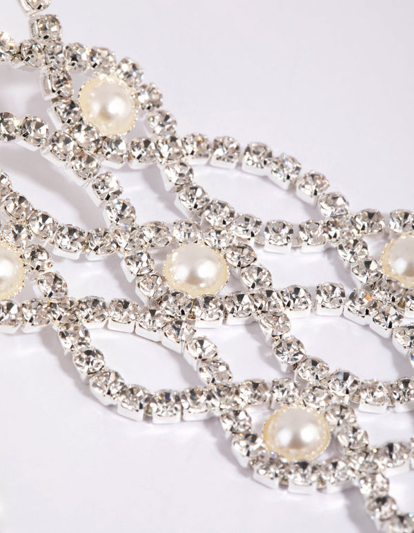 Silver Pearl Mesh Choker Necklace
