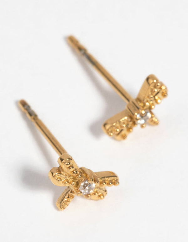 Gold-Plated Dragonfly Studs