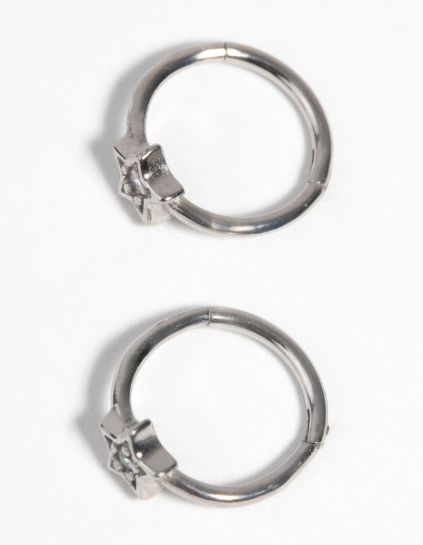 Surgical Steel Star Sleeper Earrings with Diamantes