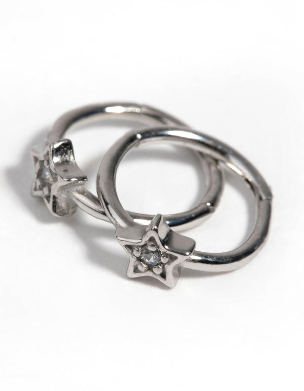 Surgical Steel Star Sleeper Earrings with Diamantes