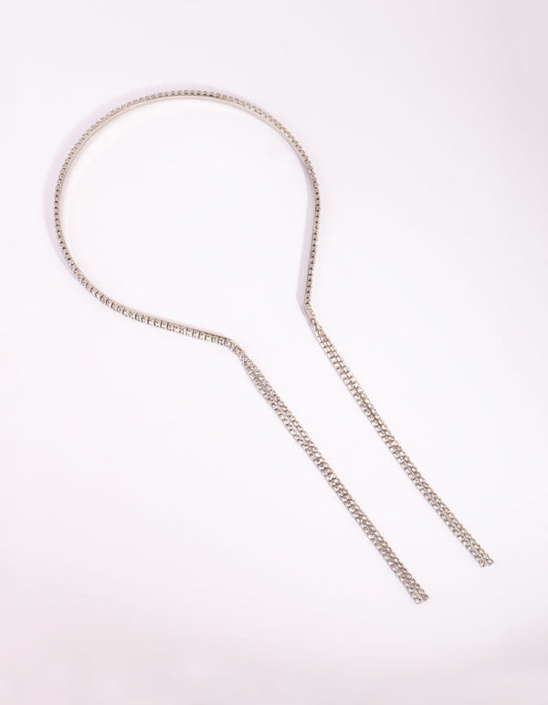 Silver Thin Diamante Dangle Alice Band