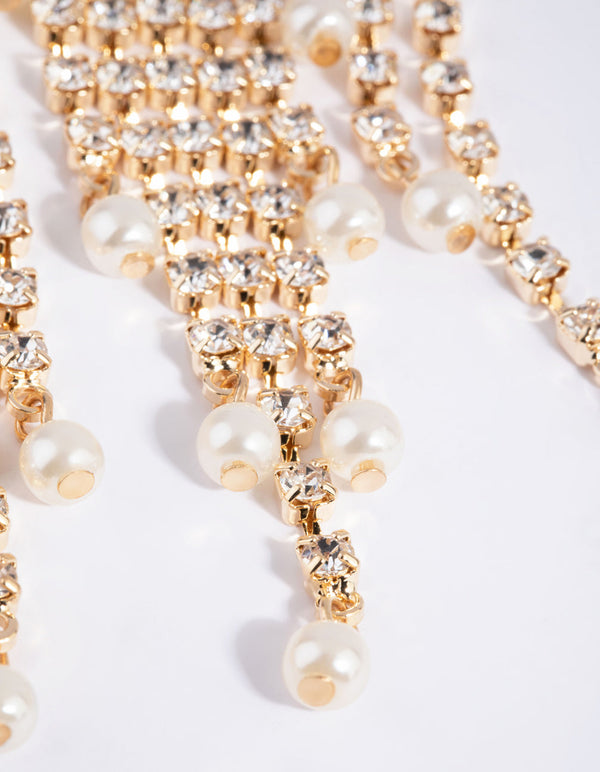 Gold Diamante and Pearl Ponytail Clip
