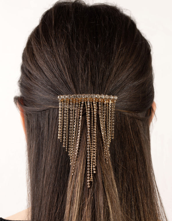 Gold Diamante Waterfall Clip