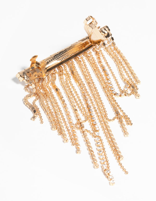 Gold Diamante Waterfall Clip