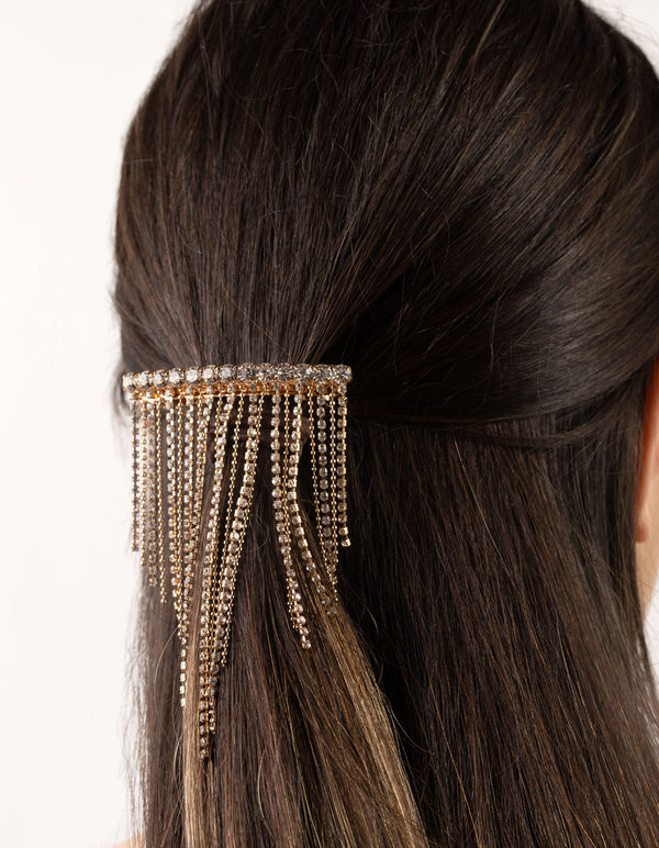 Gold Diamante Waterfall Clip