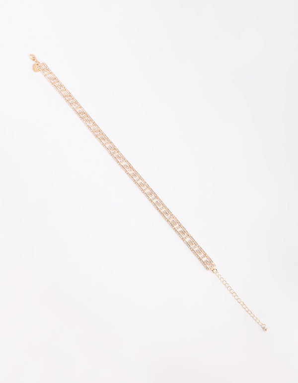 Gold Greek Key Choker Necklace