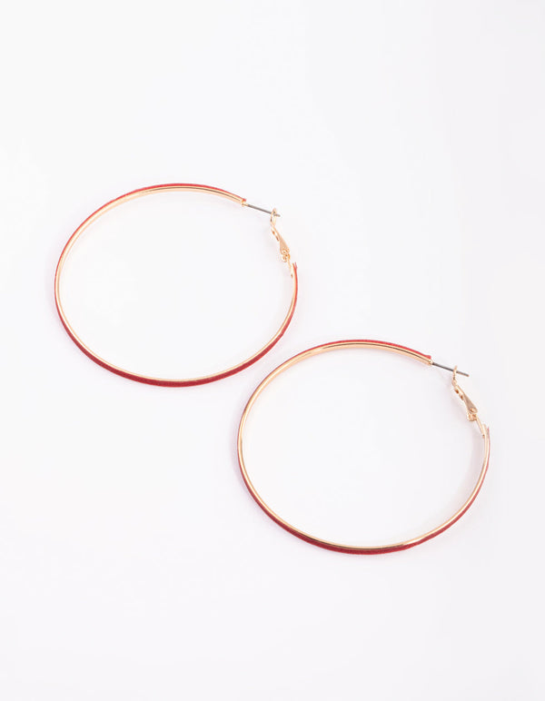 Red Glitter Hoop Earrings