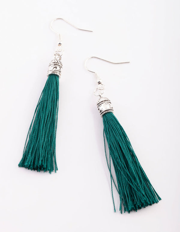 Antique Silver Tassel Drop Earrings