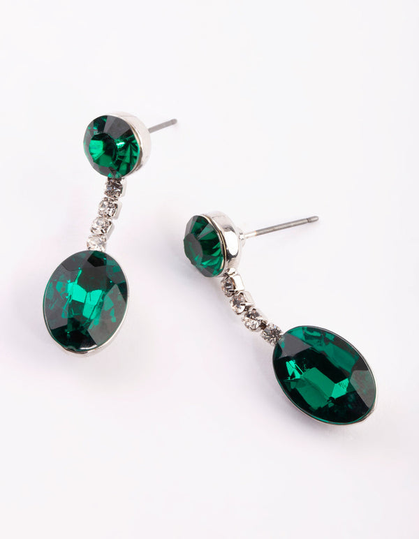 Green Oval Drop Earrings