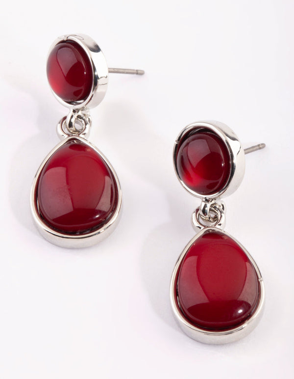 Red Teardrop Beaded Earrings