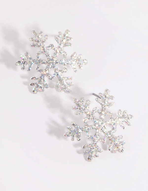 Silver Diamante Snowflake Stud Earrings
