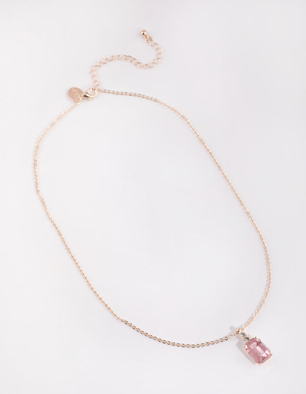Rose Gold Claw Set Stone Necklace